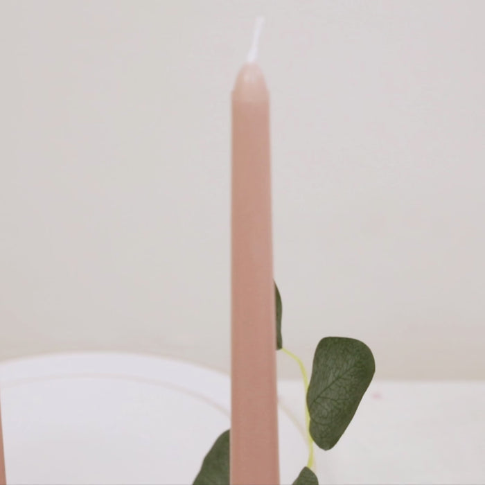 Dusty rose taper candle, premium wax, unscented, 10-inch, set of 10.