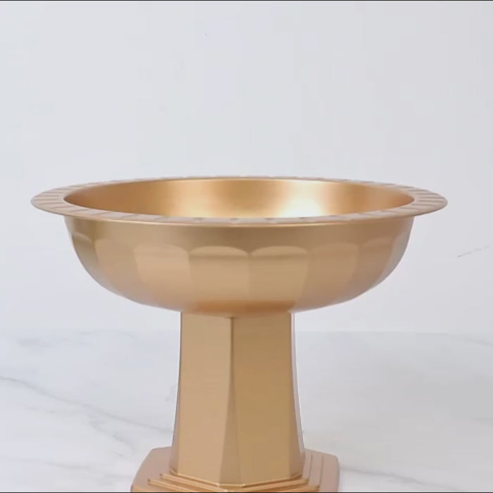 Gold pedestal bowl vase, 10"x7", perfect for table centerpieces.