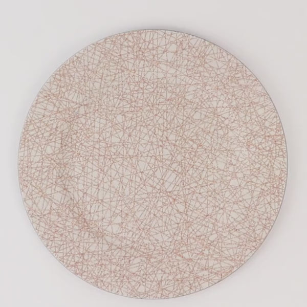 Rose gold glitter abstract charger plate, 13" round, decorative tableware.