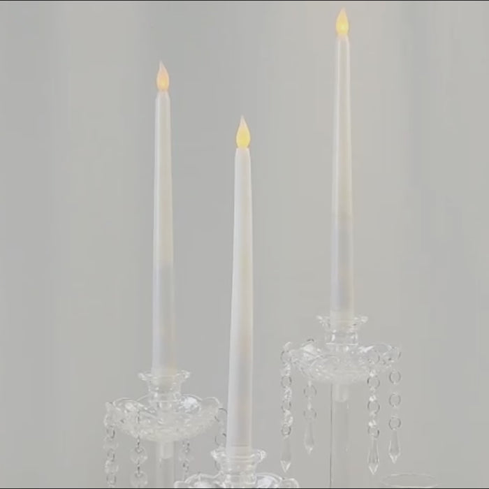 Set of 3 clear acrylic candle holders with hanging bead accents.
