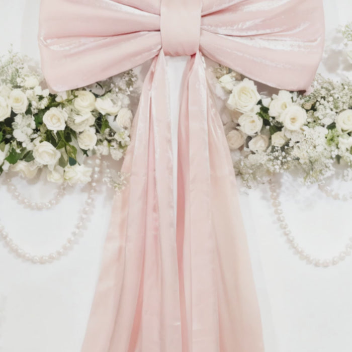 7ft giant blush pink bow tie décor for weddings and events