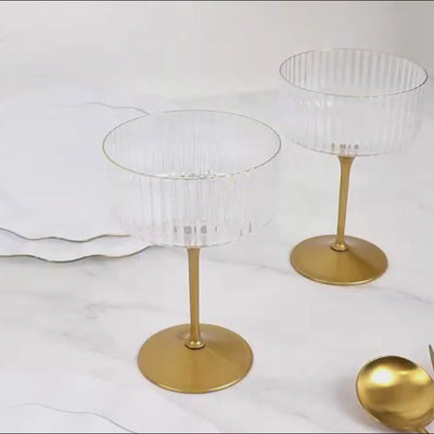 24-Pack Premium Disposable Cocktail Glasses – 10oz Clear Ribbed Plastic Coupe Champagne
