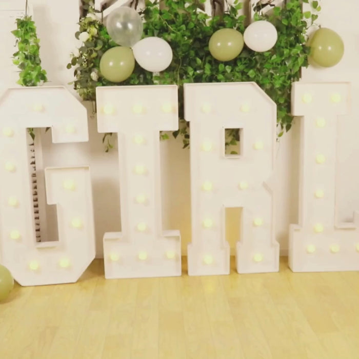 White 4ft Giant LED Marquee Letter "I" with warm white lights.