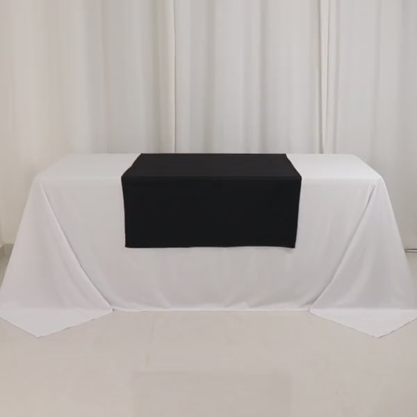 Black scuba polyester table runner for trade shows, 36"x72".