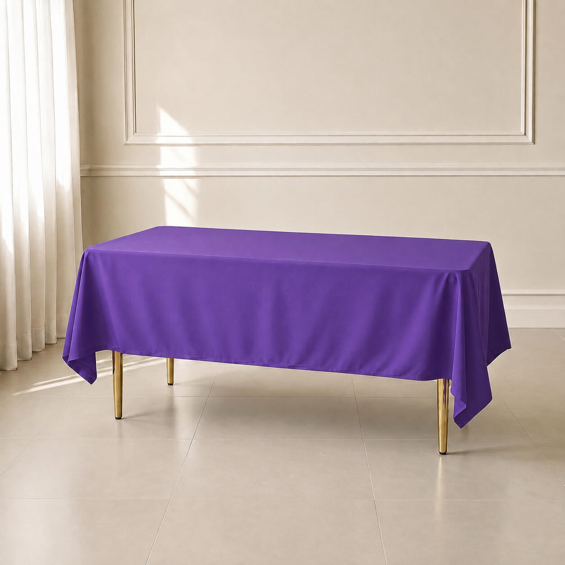 Purple wrinkle-resistant rectangle tablecloth 60"x102".