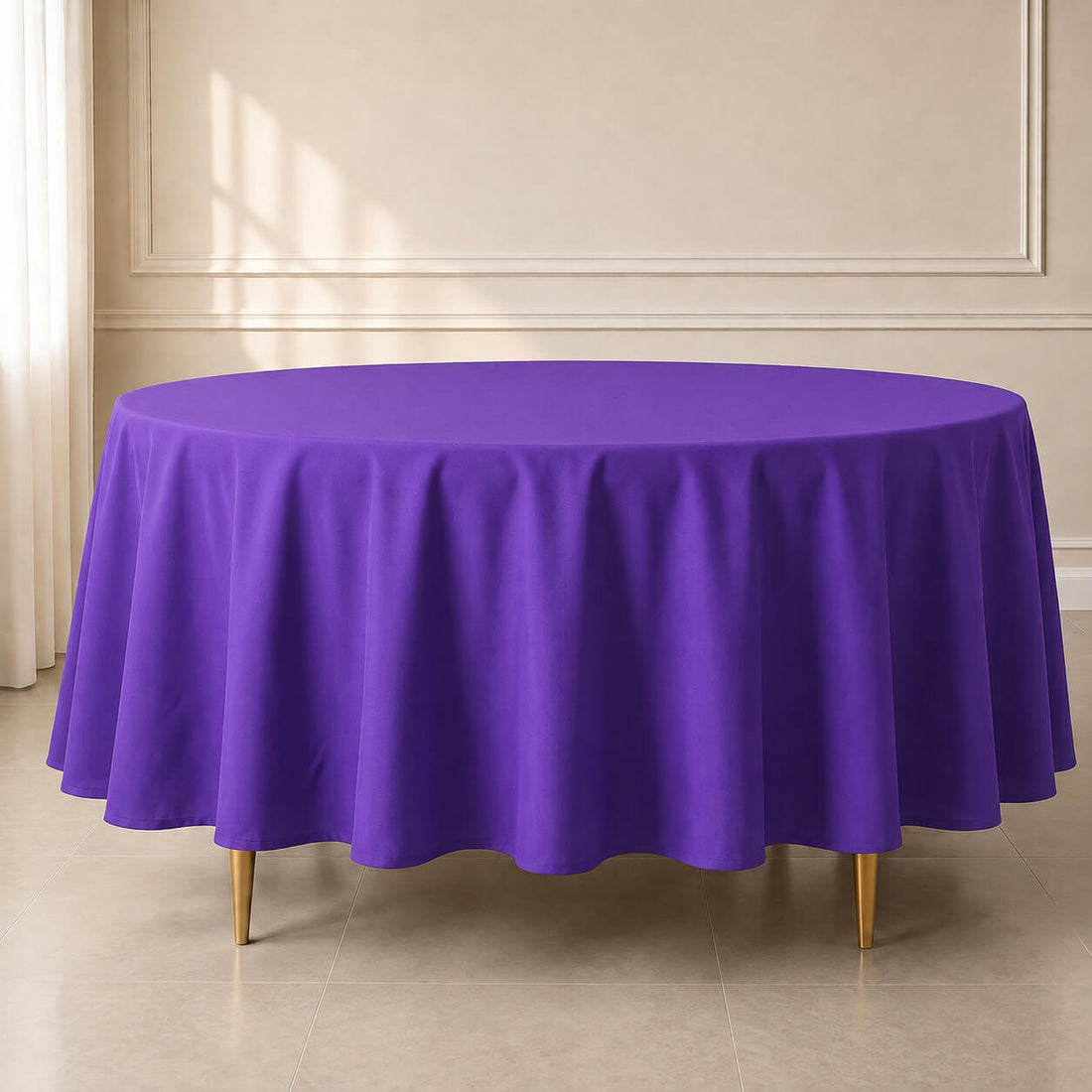 Polyester Round Tablecloth 108" Purple - Durable and Stain-Resistant for Easy Maintenance