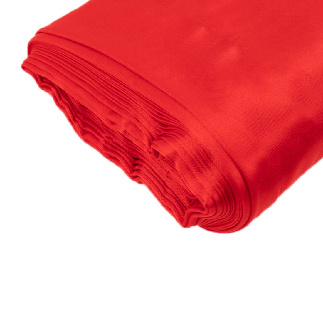 Red fabric roll, smooth texture, ideal for sewing and crafting projects.