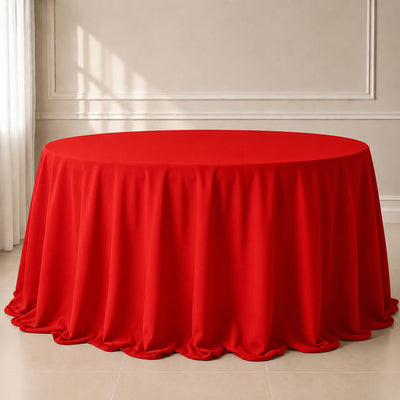 Polyester Round Tablecloth 132" Red - Seamless Finish Table Cover