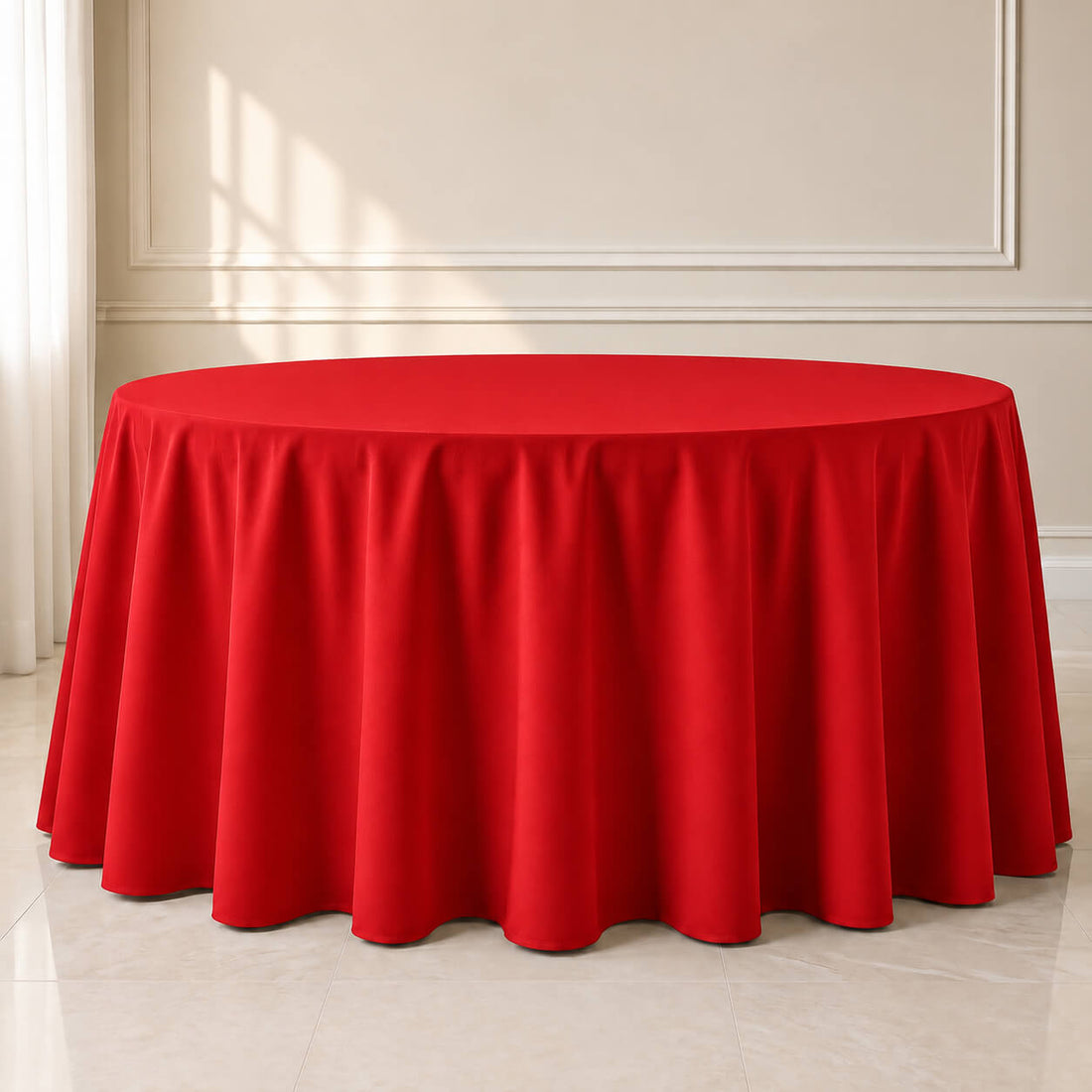 red seamless polyester round tablecloth