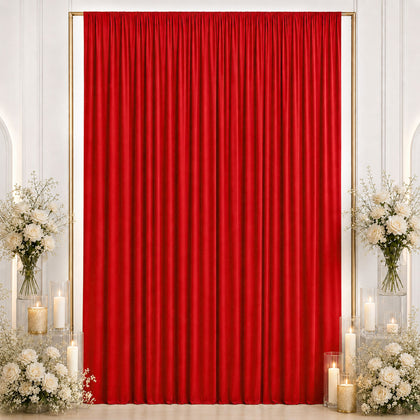 Spandex Backdrop Curtain Red 10ft x 12ft, 4-Way Stretch Wrinkle-Free Photo Booth Backdrop with Rod Pockets for Wedding & Events