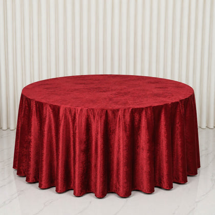 Premium Velvet Round Tablecloth 132" Red - Soft & Reusable Table Cover