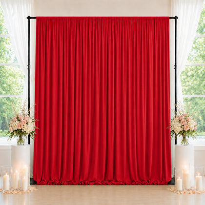 Spandex Backdrop Curtain Red 10ft x 10ft, 4-Way Stretch Wrinkle-Free Photo Booth Backdrop with Rod Pockets for Wedding & Events
