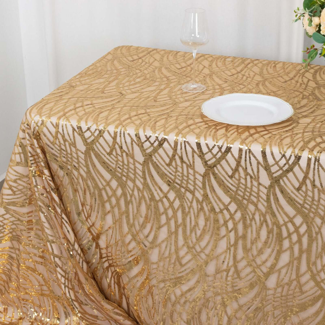 Sequins Wave Mesh Tablecloth 90