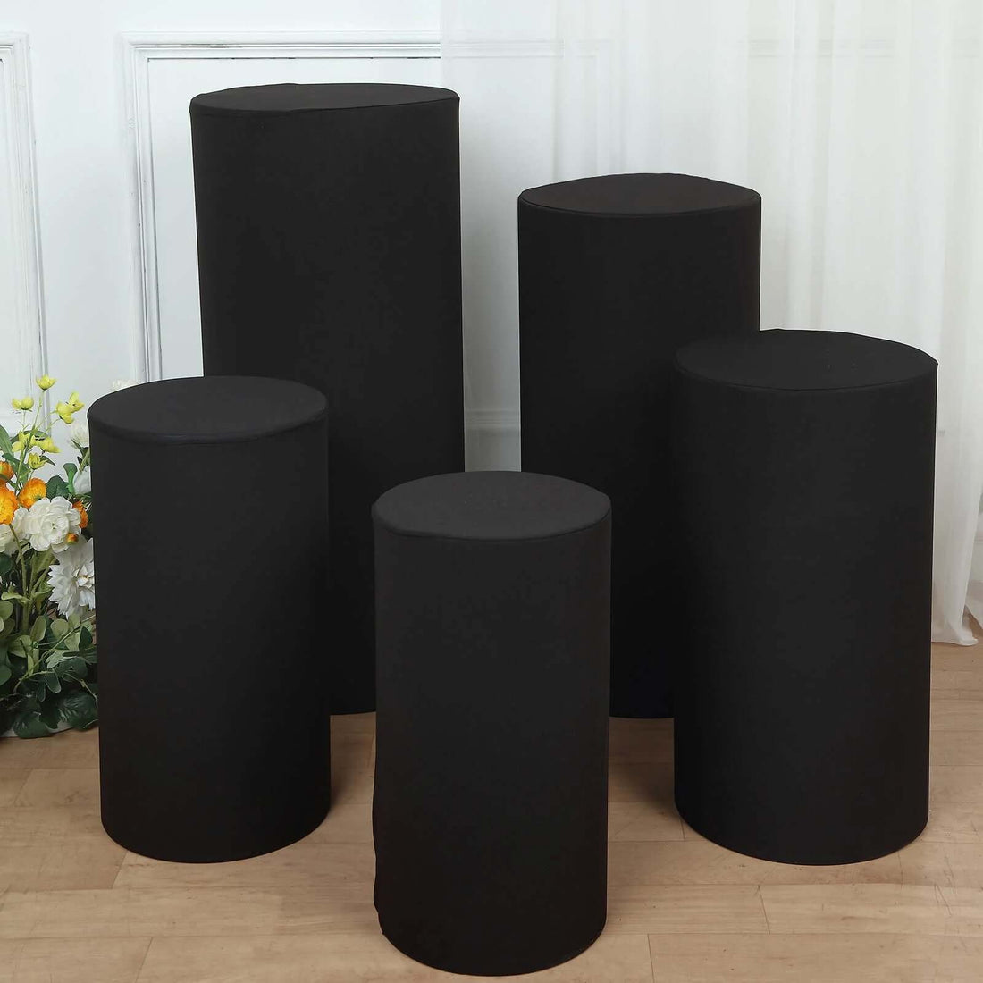 5 Black Cylinder Pillar Prop Covers | eFavormart