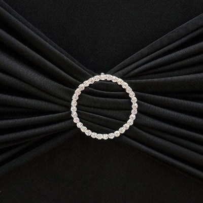 Rhinestone Circle Metal Chair Sash Band Buckle 2" Silver - Diamond Bow Pin