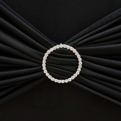 Rhinestone Circle Metal Chair Sash Band Buckle 2" Silver - Diamond Bow Pin