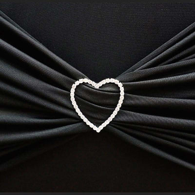 Rhinestone Heart Metal Chair Sash Band Buckle 2" Silver - Diamond Bow Pin