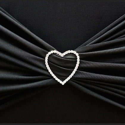Rhinestone Heart Metal Chair Sash Band Buckle 2" Silver - Diamond Bow Pin