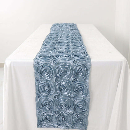 Rosette Satin Table Runner 14"x108" Dusty Blue - Grandiose Fabric Table Decor
