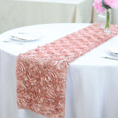 Rosette Satin Table Runner 14"x108" Dusty Rose - Grandiose Fabric Table Decor