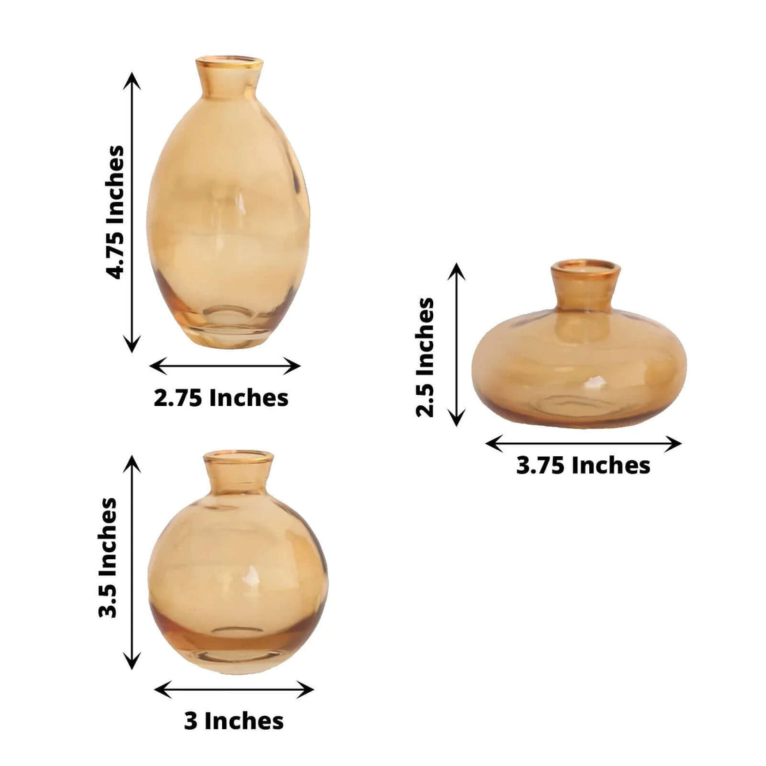 Gold Glass Bud Vases with Metallic Gold Rim | eFavormart