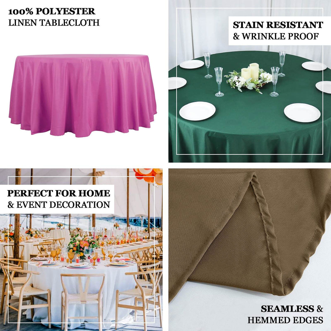 Round Table Polyester Polyester Round Tablecloth 132