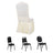 Four chair designs on a white background, including a formal covered chair.