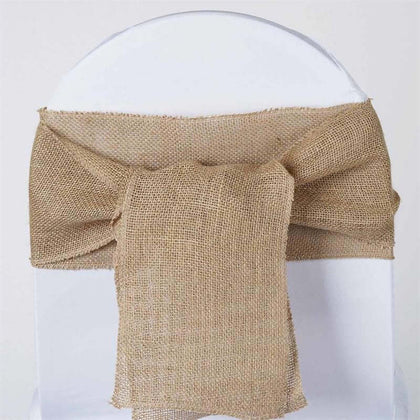 Rustic Burlap Jute Chair Sash Natural 6"x108" - Premium Decorative Accent for Events