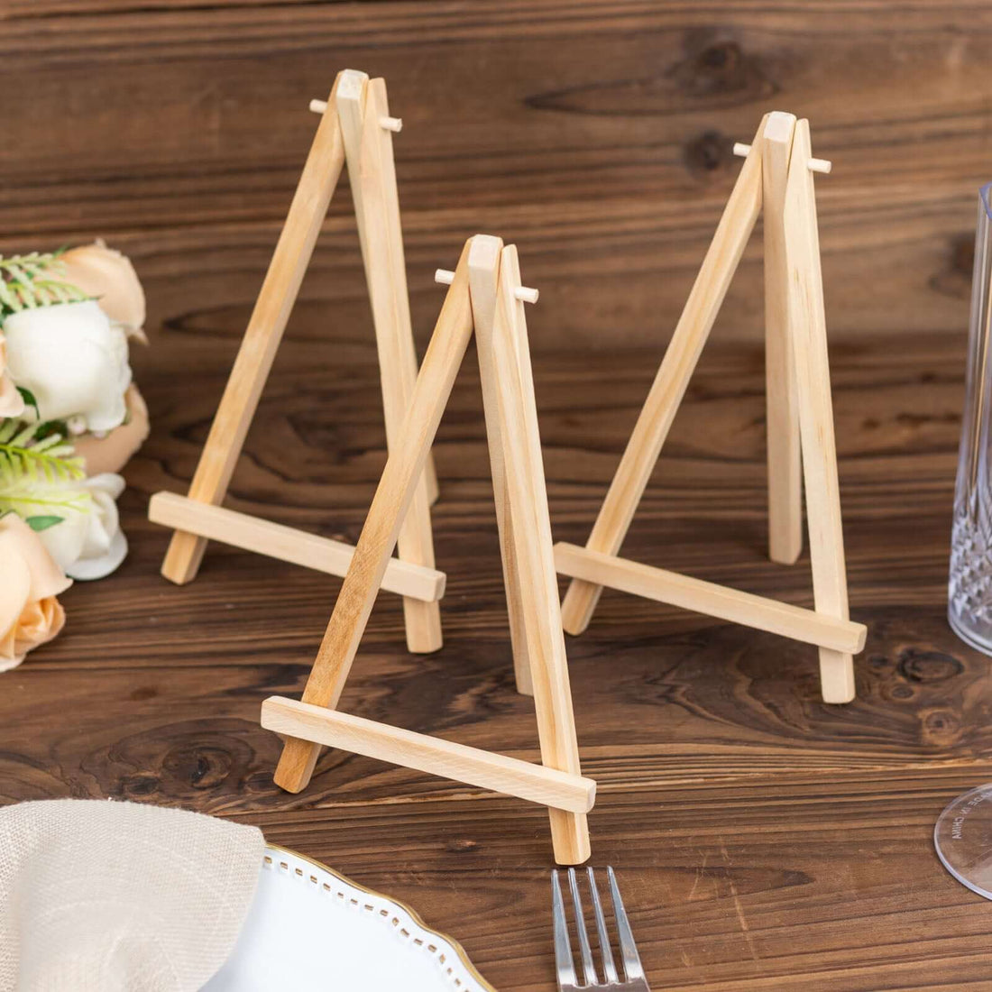 Natural Small Easel Card Stands 10 Pack | eFavormart