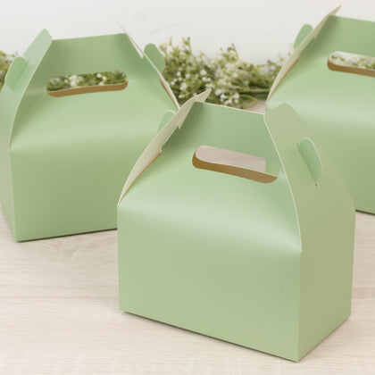 25 Pack Party Favor Gift Tote Gable Boxes, Matte Sage Green Candy Treat Boxes - 6"x3.5"x7"