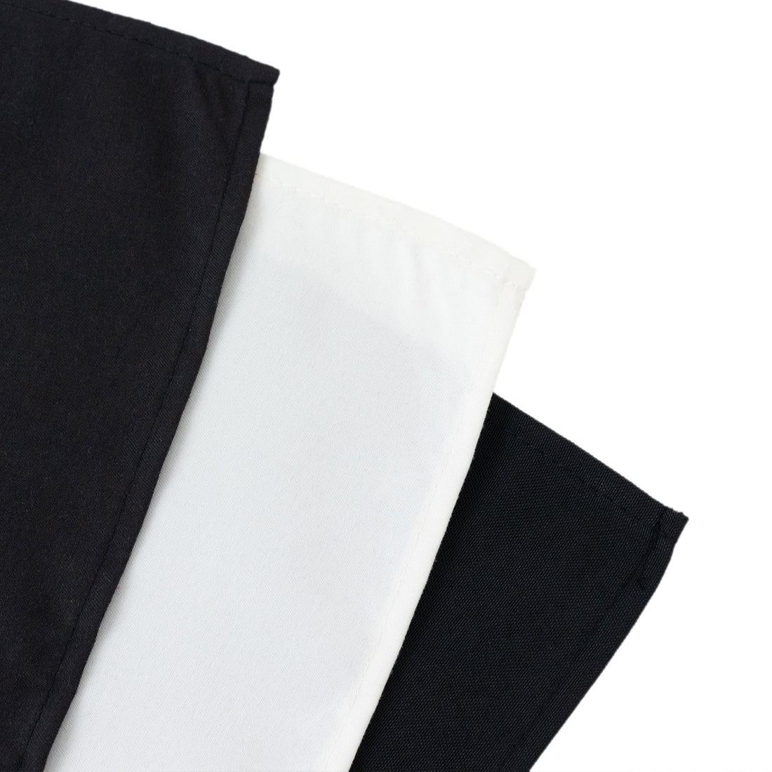 Black and white fabric swatches arranged together