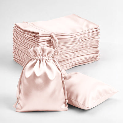 60 Pack Satin Drawstring Favor Bags, Blush 3"x4" Jewelry & Candy Gift Bags for Weddings & Parties