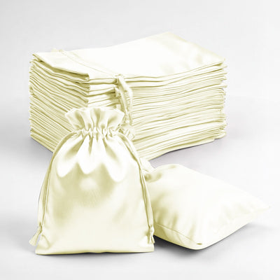 60 Pack Satin Drawstring Favor Bags, Yellow 3"x4" Jewelry & Candy Gift Bags for Weddings & Parties