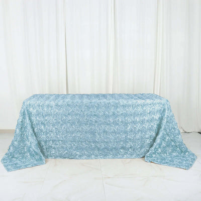 Satin Rectangle Tablecloth 90"x132" Light Blue - Grandiose 3D Rosette Table Cover