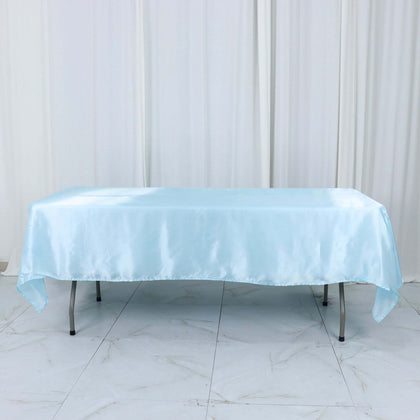 Satin Rectangular Tablecloth 60"x102" Light Blue - Wrinkle-Resistant & Durable Table Cover