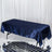 Navy satin tablecloth on a glossy surface