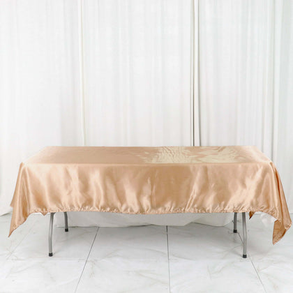 Satin Rectangular Tablecloth 60"x102" Nude - Wrinkle-Resistant & Durable Table Cover