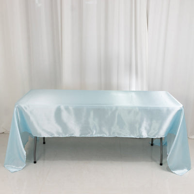 Satin Rectangular Tablecloth 60"x126" Light Blue - Wrinkle-Resistant & Durable Table Cover