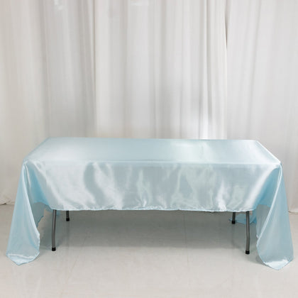 Satin Rectangular Tablecloth 60"x126" Light Blue - Wrinkle-Resistant & Durable Table Cover