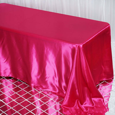 Satin Rectangular Tablecloth 90"x132" Fuchsia - Seamless Table Cover