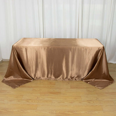Satin Rectangular Tablecloth 90"x132" Taupe - Seamless Table Cover