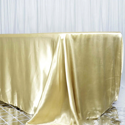 Satin Rectangular Tablecloth 90"x156" Champagne - Seamless Table Cover