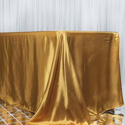 Satin Rectangular Tablecloth 90"x156" Gold - Seamless Sophisticated Table Cover for Weddings & Events