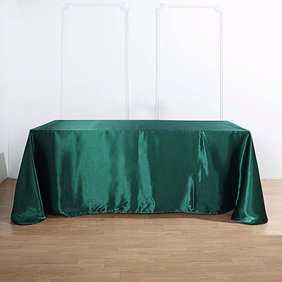 Satin Rectangular Tablecloth 90"x156" Hunter Emerald Green - Seamless Table Cover