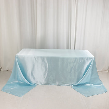 Satin Rectangular Tablecloth 90"x156" Light Blue - Seamless Table Cover