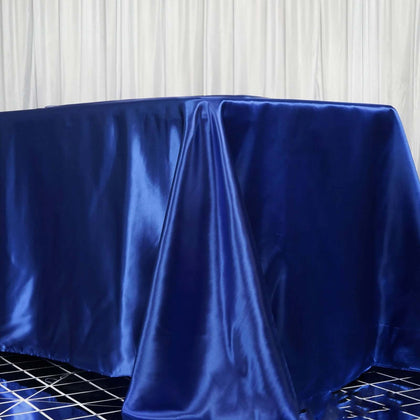 Satin Rectangular Tablecloth 90"x156" Royal Blue - Seamless Table Cover