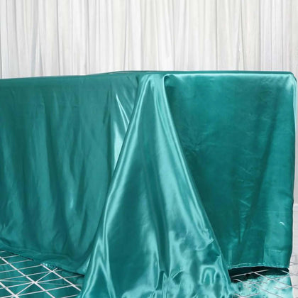 Satin Rectangular Tablecloth 90"x156" Turquoise - Seamless Table Cover