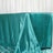Teal satin tablecloth draping elegantly over a table surface.