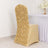 Elegant gold chair with rose pattern on back, perfect for events or decor.