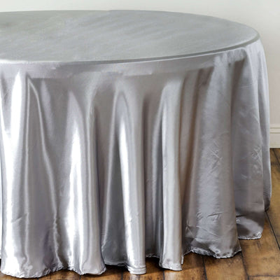 Satin Round Tablecloth 108" Silver - Smooth & Durable Table Cover